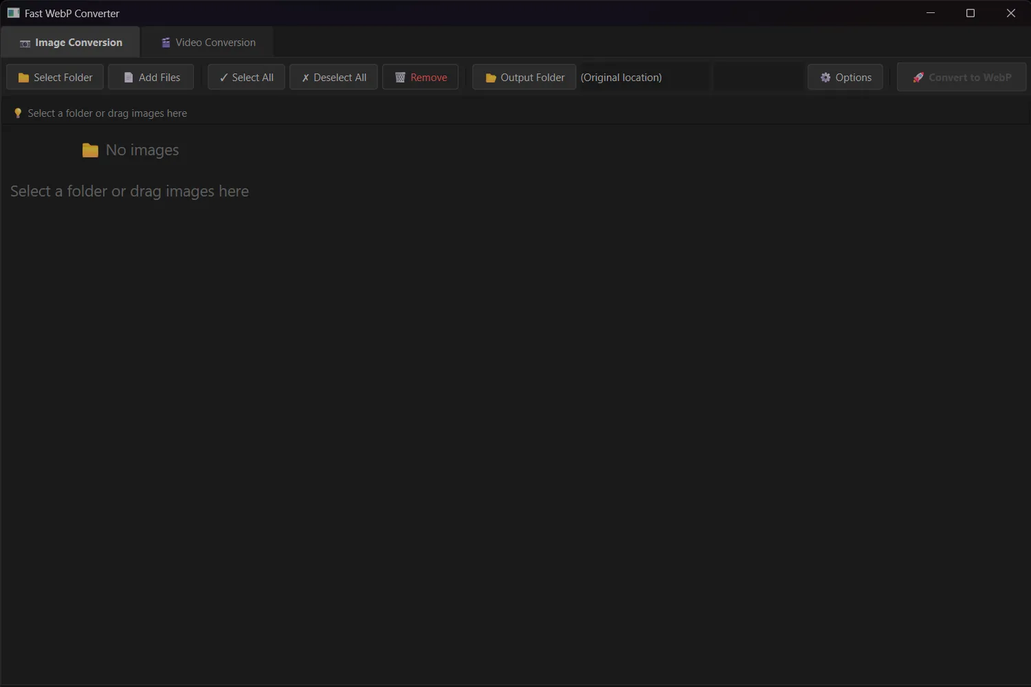 Fast WebP Converter Interface